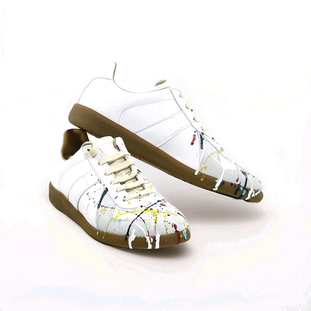 MAISON MARGIELA Leather Sneakers US8 UK7 EU41 Paint Splatter